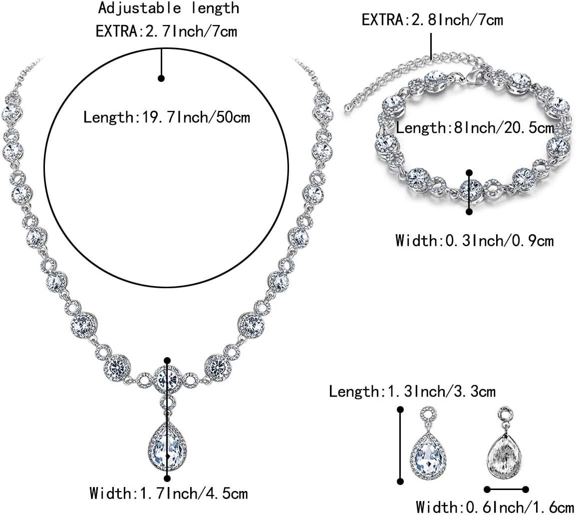 imageBriLove Womens Wedding Bridal Crystal Infinity Figure 8 Teardrop YNecklace Bracelet Earrings SetClear SilverTone