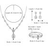 imageBriLove Wedding Bridal Jewelry Set for Women Cubic Zirconia Teardrop YNecklace Link Bracelet Dangle Earrings for Party Prom AccessoriesClear SilverTone