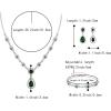 imageBriLove Wedding Bridal Jewelry Set for Women Cubic Zirconia Teardrop YNecklace Link Bracelet Dangle Earrings for Party Prom AccessoriesEmerald Color SilverTone