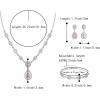 imageBriLove Wedding Bridal Jewelry Set for Women Cubic Zirconia Teardrop YNecklace Link Bracelet Dangle Earrings for Party Prom AccessoriesPink SilverTone