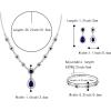 imageBriLove Wedding Bridal Jewelry Set for Women Cubic Zirconia Teardrop YNecklace Link Bracelet Dangle Earrings for Party Prom AccessoriesSapphire Color SilverTone