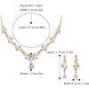 imageBriLove Wedding Bridal Necklace Earrings Jewelry Set CZ Crystal Leaf Vine Floral Scroll Teardrop VNecklace Clear GoldTone