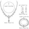 imageBriLove Wedding Gorgeous Shiny Teardrop CZ Pendant Necklace Leaf Dangle Earrings Jewelry Set for Women Bride BridesmaidClear SilverTone