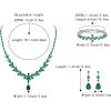 imageBriLove Wedding Gorgeous Shiny Teardrop CZ Pendant Necklace Leaf Dangle Earrings Jewelry Set for Women Bride BridesmaidEmerald Color SilverTone