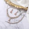 imageBriLove Wedding Gorgeous Shiny Teardrop CZ Pendant Necklace Leaf Dangle Earrings Jewelry Set for Women Bride BridesmaidPeach SilverTone