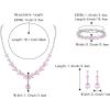 imageBriLove Wedding Gorgeous Shiny Teardrop CZ Pendant Necklace Leaf Dangle Earrings Jewelry Set for Women Bride BridesmaidPink SilverTone