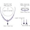 imageBriLove Wedding Gorgeous Shiny Teardrop CZ Pendant Necklace Leaf Dangle Earrings Jewelry Set for Women Bride BridesmaidPurple SilverTone