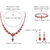 imageBriLove Wedding Gorgeous Shiny Teardrop CZ Pendant Necklace Leaf Dangle Earrings Jewelry Set for Women Bride BridesmaidRuby Color SilverTone