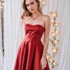 imageBriLove Wedding Gorgeous Shiny Teardrop CZ Pendant Necklace Leaf Dangle Earrings Jewelry Set for Women Bride BridesmaidRuby Color SilverTone