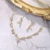 imageBriLove Wedding Jewelry Set for Women CZ Teardrop Flower Leaf Filigree Necklace Earrings Party Prom AccessoriesGoldtone