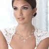 imageBriLove Wedding Jewelry Set for Women CZ Teardrop Flower Leaf Filigree Necklace Earrings Party Prom AccessoriesSilvertone