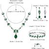 imageBriLove Wedding Jewelry Set for Women YNecklace Tennis Bracelet Dangle Earrings with AAA Cubic Zirconia Teardrop for Bridal BridesmaidEmerald Color SilverTone
