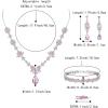 imageBriLove Wedding Jewelry Set for Women YNecklace Tennis Bracelet Dangle Earrings with AAA Cubic Zirconia Teardrop for Bridal BridesmaidPink SilverTone