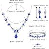 imageBriLove Wedding Jewelry Set for Women YNecklace Tennis Bracelet Dangle Earrings with AAA Cubic Zirconia Teardrop for Bridal BridesmaidSapphire Color SilverTone