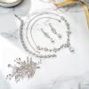 imageBriLove Wedding Jewelry Set for Women YNecklace Tennis Bracelet Dangle Earrings with AAA Cubic Zirconia Teardrop for Bridal Bridesmaidclear