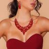 imageBriLove Wedding Jewelry Sets for Brides Rhinestone Simulated Pearl Teardrop Cluster Statement Necklace Dangle Earrings