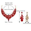 imageBriLove Wedding Jewelry Sets for Brides Rhinestone Simulated Pearl Teardrop Cluster Statement Necklace Dangle Earrings