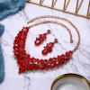 imageBriLove Wedding Jewelry Sets for Brides Rhinestone Simulated Pearl Teardrop Cluster Statement Necklace Dangle Earrings
