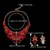 imageBriLove Womens Bohemian Boho Crystal Teardrop Filigree Leaf Hollow Statement Necklace Dangle Earrings SetRuby Color GoldTone