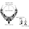 imageBriLove Womens Costume Elegant Crystal Flower Scroll Teardrop Statement Necklace Dangle Earrings Set for Wedding Party Prom AccessoriesBlack SilverTone