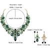 imageBriLove Womens Costume Elegant Crystal Flower Scroll Teardrop Statement Necklace Dangle Earrings Set for Wedding Party Prom AccessoriesEmerald Color GoldTone