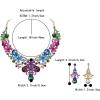 imageBriLove Womens Costume Elegant Crystal Flower Scroll Teardrop Statement Necklace Dangle Earrings Set for Wedding Party Prom AccessoriesMulticolor GoldTone