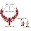 imageBriLove Womens Costume Elegant Crystal Flower Scroll Teardrop Statement Necklace Dangle Earrings Set for Wedding Party Prom AccessoriesRuby Color GoldTone
