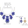 imageBriLove Womens Jewelry Set Fashion Sparkling Crystal Rhinestone Teardrop Emerald Cut Marquise Cluster Statement Necklace Dangle Earrings for Party PromBlue Goldtone