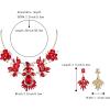 imageBriLove Womens Jewelry Set Fashion Sparkling Crystal Rhinestone Teardrop Emerald Cut Marquise Cluster Statement Necklace Dangle Earrings for Party PromRuby Color Goldtone
