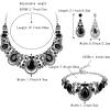 imageBriLove Womens Teardrop Crystal Statement Necklace Cluster Hollow Dangle Earrings Chain Bracelet Bib Jewellery Set for Wedding Bride BridesmaidBlack SilverTone