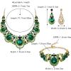 imageBriLove Womens Teardrop Crystal Statement Necklace Cluster Hollow Dangle Earrings Chain Bracelet Bib Jewellery Set for Wedding Bride BridesmaidEmerald Color GoldTone