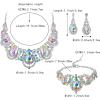 imageBriLove Womens Teardrop Crystal Statement Necklace Cluster Hollow Dangle Earrings Chain Bracelet Bib Jewellery Set for Wedding Bride BridesmaidIridescent AB Color SilverTone