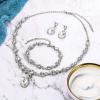 imageBriLove Womens Wedding Bridal Crystal Infinity Figure 8 Teardrop YNecklace Bracelet Earrings SetClear SilverTone
