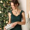 imageBriLove Womens Wedding Bridal Crystal Infinity Figure 8 Teardrop YNecklace Bracelet Earrings SetEmerald Color GoldTone