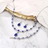 imageBriLove Womens Wedding Bridal Crystal Infinity Figure 8 Teardrop YNecklace Bracelet Earrings SetNavy Blue SilverTone