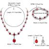 imageBriLove Womens Wedding Bridal Crystal Infinity Figure 8 Teardrop YNecklace Bracelet Earrings SetRuby Color SilverTone