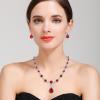 imageBriLove Womens Wedding Bridal Crystal Infinity Figure 8 Teardrop YNecklace Bracelet Earrings SetRuby Color SilverTone