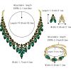 imageBriLove Womens Wedding Jewelry Set for Bridal Rhinestone Beaded Marquise Cluster Crystal Statement Necklace Dangle Earrings Link Bracelet02Emerald Color GoldTone