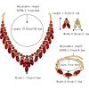 imageBriLove Womens Wedding Jewelry Set for Bridal Rhinestone Beaded Marquise Cluster Crystal Statement Necklace Dangle Earrings Link Bracelet03Ruby Color GoldTone