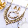 imageBriLove Womens Wedding Jewelry Set for Bridal Rhinestone Beaded Marquise Cluster Crystal Statement Necklace Dangle Earrings Link Bracelet04Champagne GoldTone