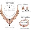 imageBriLove Womens Wedding Jewelry Set for Bridal Rhinestone Beaded Marquise Cluster Crystal Statement Necklace Dangle Earrings Link Bracelet05Peach RoseGoldTone