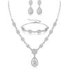 imageBriLove Wedding Bridal Jewelry Set for Women Cubic Zirconia Teardrop YNecklace Link Bracelet Dangle Earrings for Party Prom AccessoriesClear SilverTone