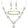 imageBriLove Wedding Jewelry Set for Women YNecklace Tennis Bracelet Dangle Earrings with AAA Cubic Zirconia Teardrop for Bridal Bridesmaid02ClearGoldToned
