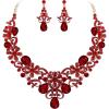 imageBriLove Womens Costume Elegant Crystal Flower Scroll Teardrop Statement Necklace Dangle Earrings Set for Wedding Party Prom AccessoriesRuby Color GoldTone