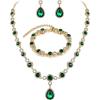 Emerald Color Gold-Tone