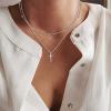 imageBriLove 925 Sterling Silver Cross Religion Pendant Necklace Round Bead Blink Jewelry Gift for Mom Women Daily WearMothers DayValentines DayBirthdayChristmasAnniversaryClear Silvertone