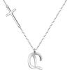 imageBriLove 925 Sterling Silver Cross Side Pendant Necklace Initial Letter Jesus Crucifix Christian Jewelry Gifts for Mom Womenr Daily WearMothers DayValentines DayBirthdayChristmasAnniversaryD