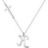 imageBriLove 925 Sterling Silver Cross Side Pendant Necklace Initial Letter Jesus Crucifix Christian Jewelry Gifts for Mom Womenr Daily WearMothers DayValentines DayBirthdayChristmasAnniversaryLetter K