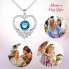 imageBriLove Gift for Women Mom 925 Sterling Silver Cubic Zirconia Dainty Love Heart Rose Flower Pendant Necklace for Daily WearMothers DayValentines DayBirthdayChristmasAnniversary02Blue SilverTone