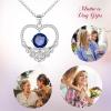 imageBriLove Gift for Women Mom 925 Sterling Silver Cubic Zirconia Dainty Love Heart Rose Flower Pendant Necklace for Daily WearMothers DayValentines DayBirthdayChristmasAnniversary03Sapphire Color SilverTone